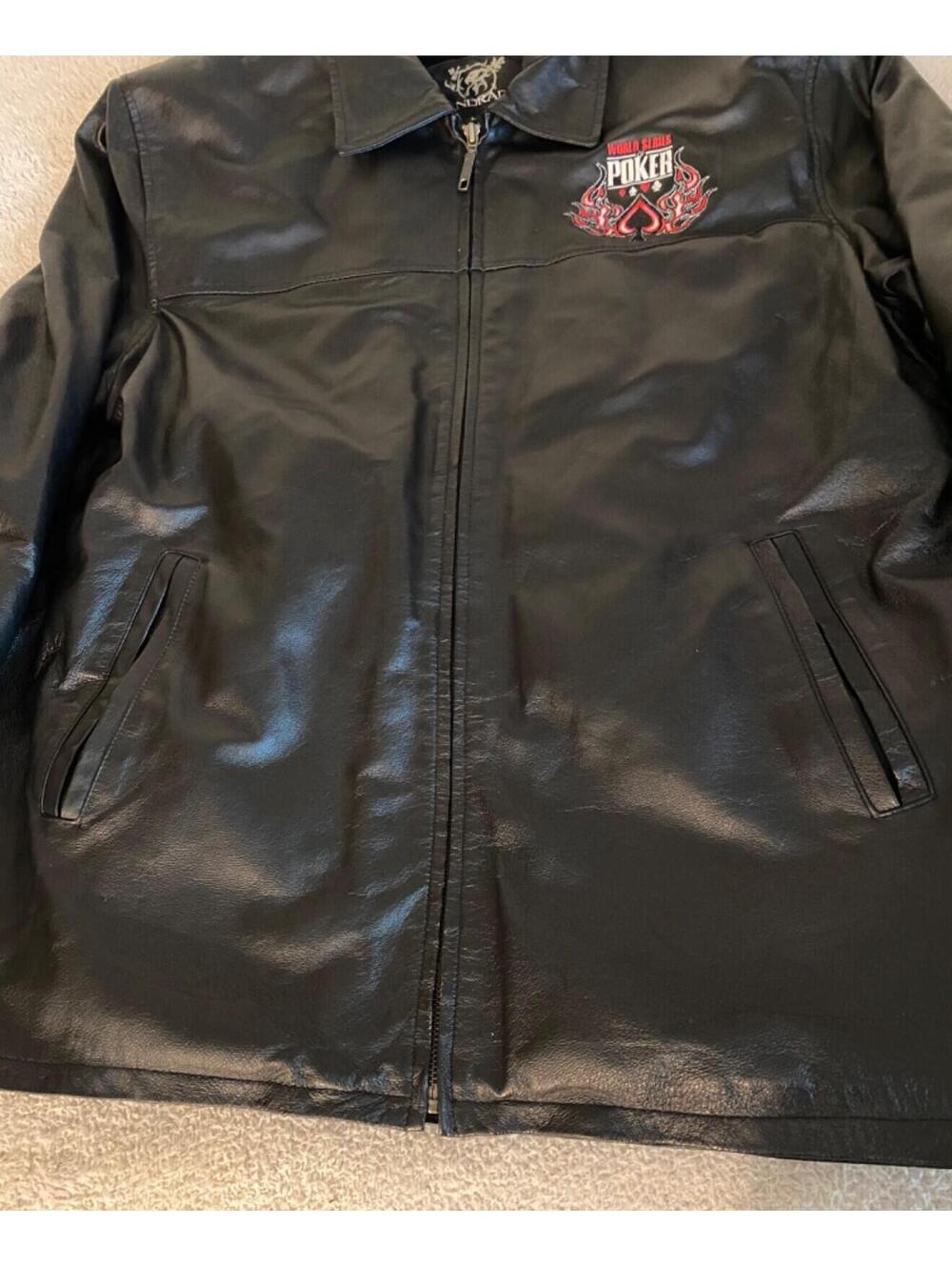 VTG Andrade World Series of Poker Leather Jacket WSOP Large Removable Lining - Picture 3 of 16